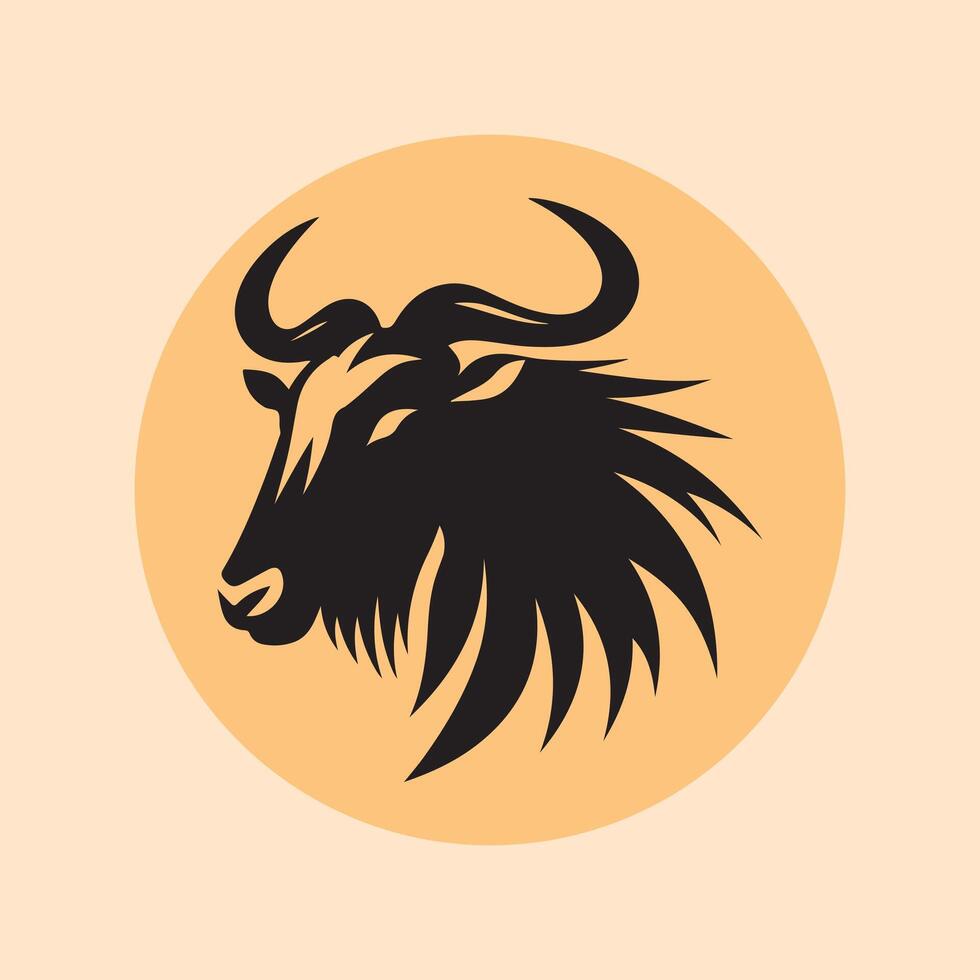 wildebeest head logo vector