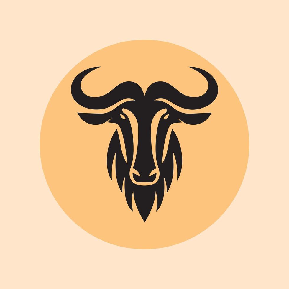 wildebeest head logo vector