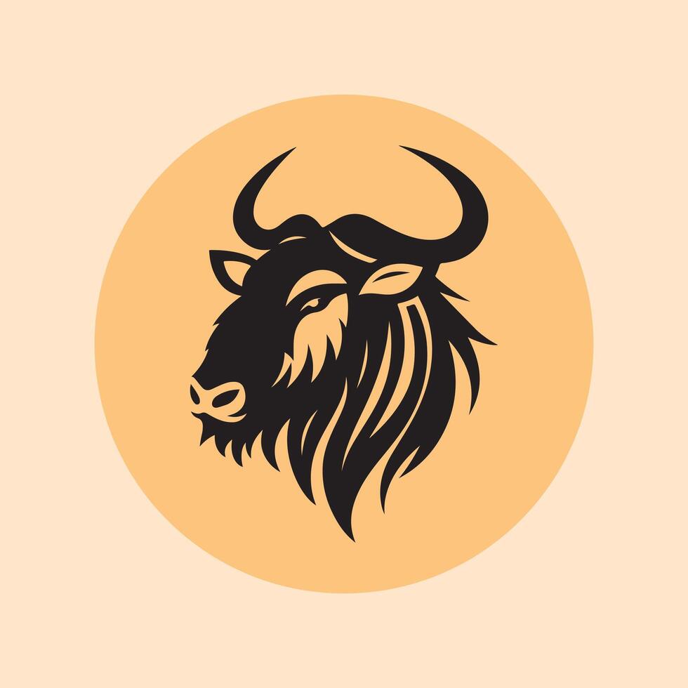 wildebeest head logo vector
