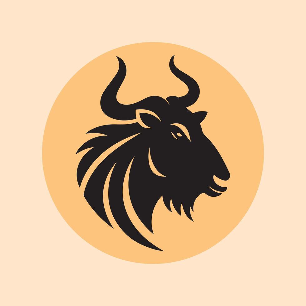wildebeest head logo vector