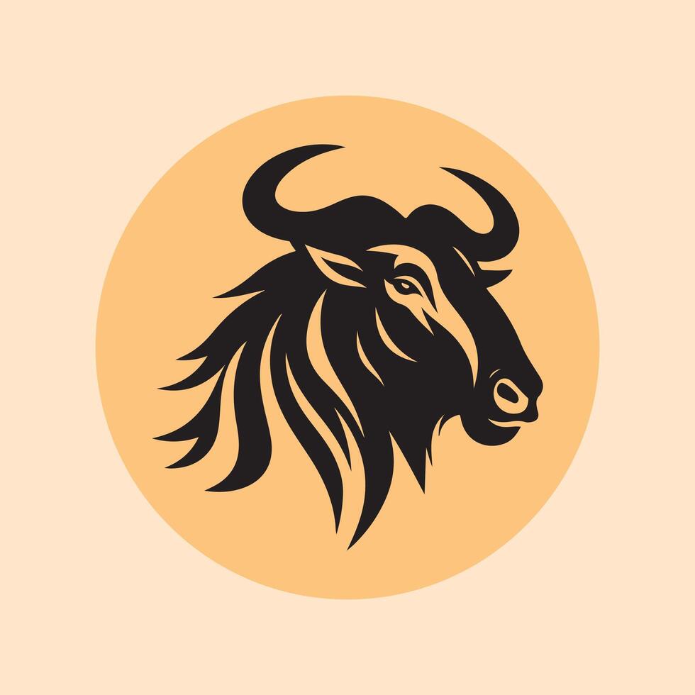 wildebeest head logo vector