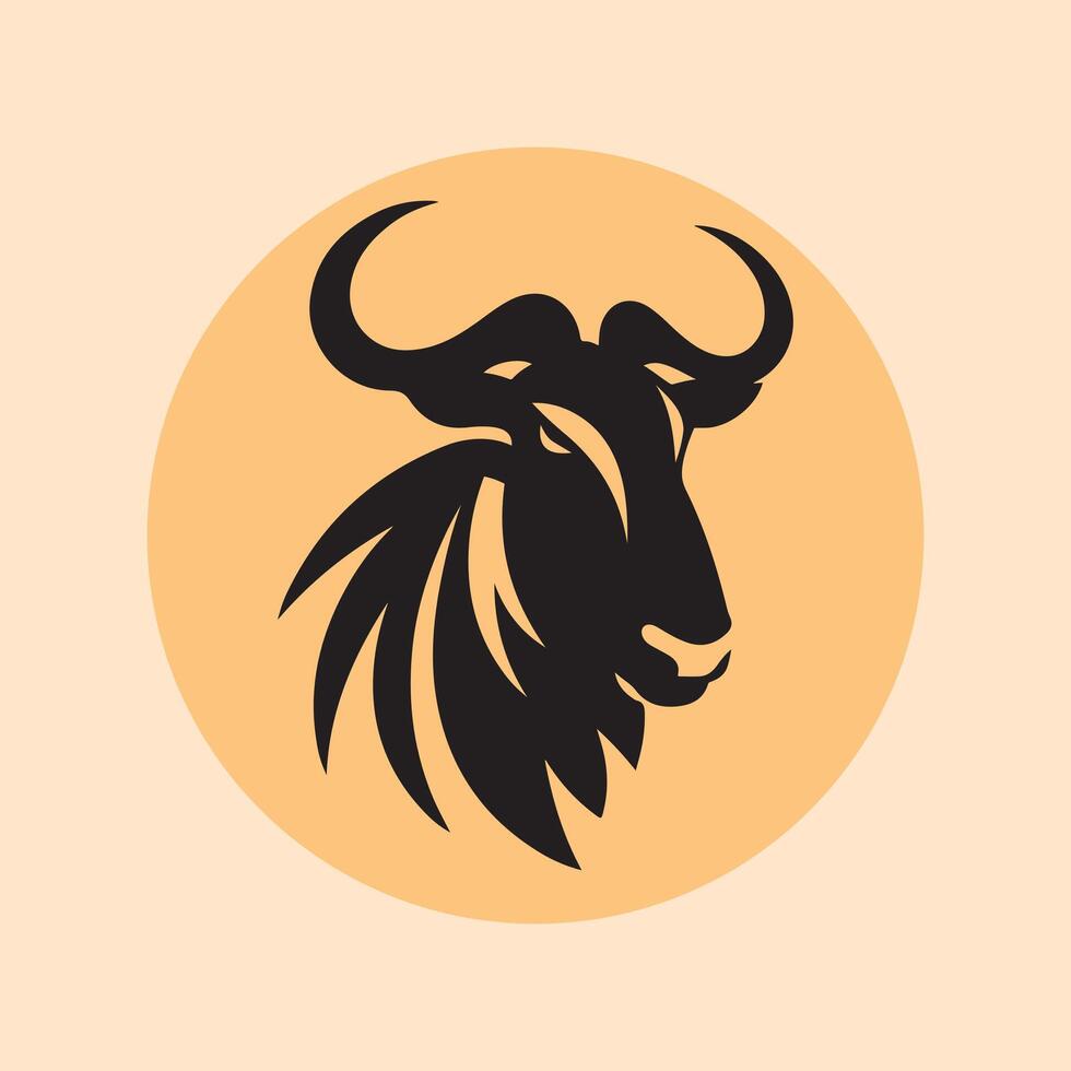 wildebeest head logo vector