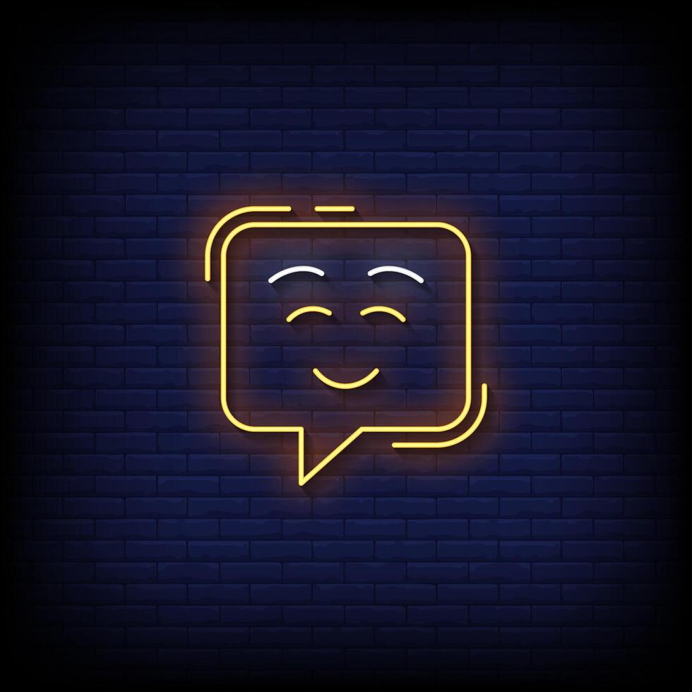 relaxed emoji symbol neon sign vector