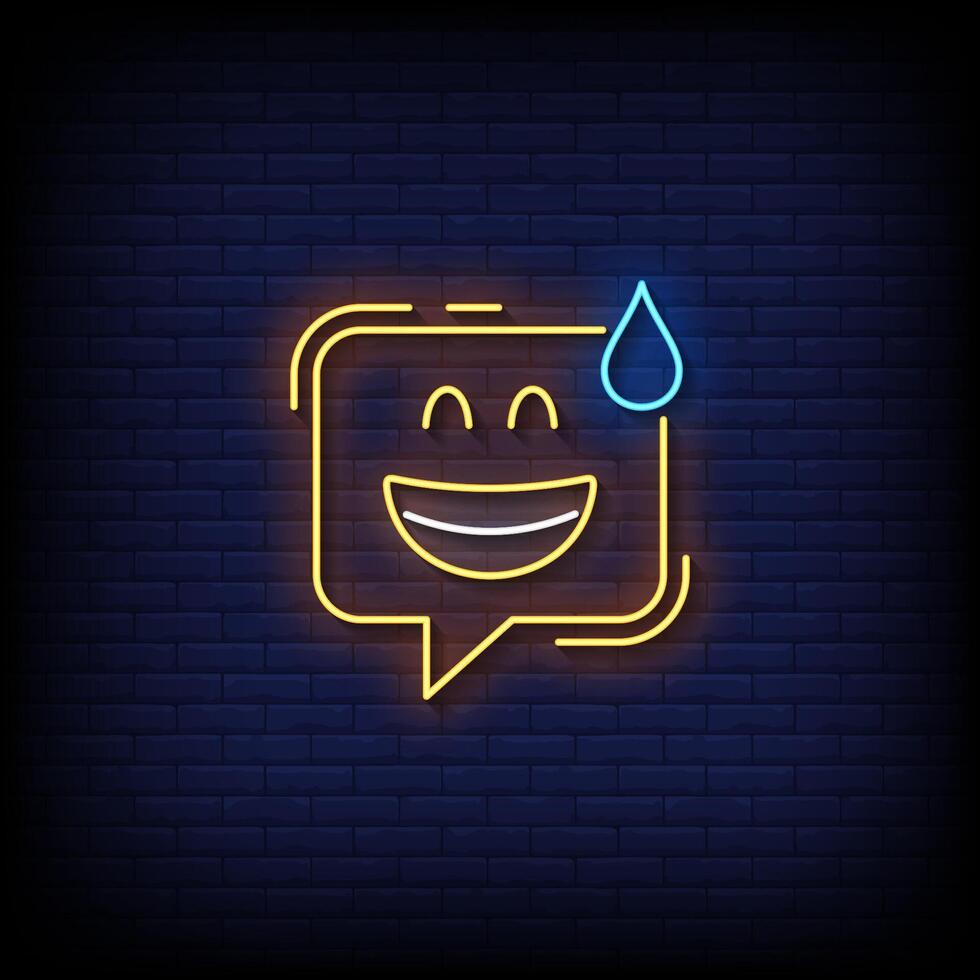sweat smile emoji symbol neon sign vector