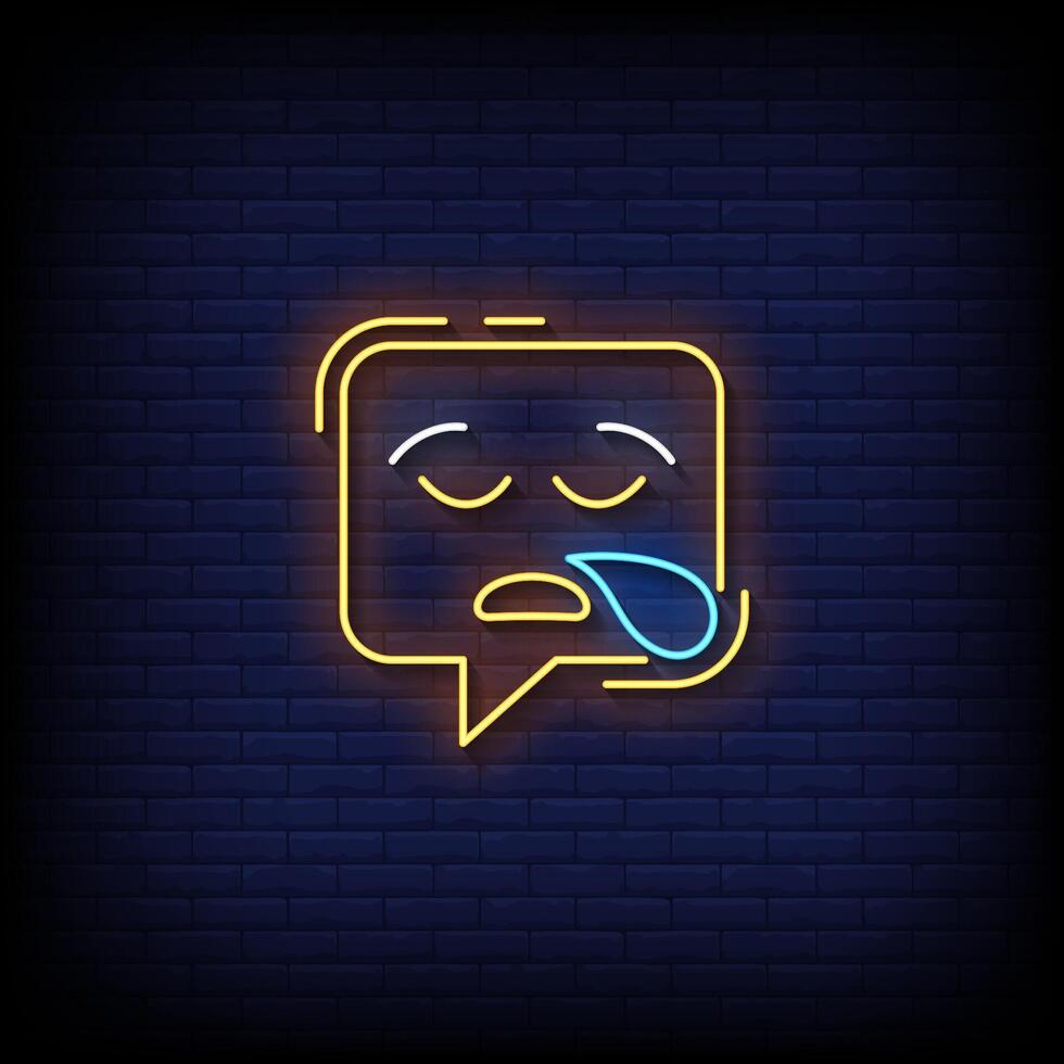 sleepy emoji symbol neon sign vector
