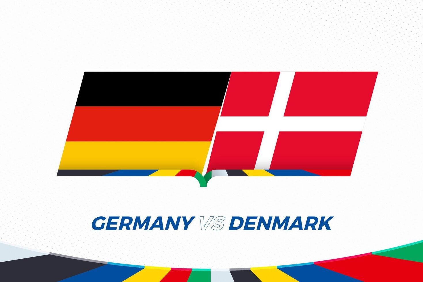 Germany vs Denmark in Football Competition, Round of 16. Versus icon on Football background. vector
