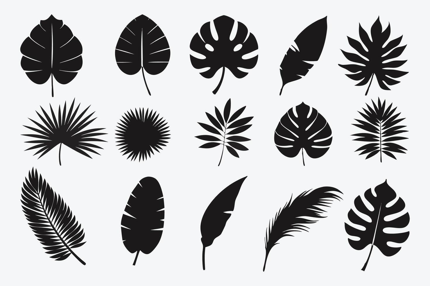 Tropical leaves abstract black flat silhouette set tropical, leaves, abstract, black, flat, silhouette, set, , drawing, clipart, icons, illustrations, graphics, outline, design, artwork vector