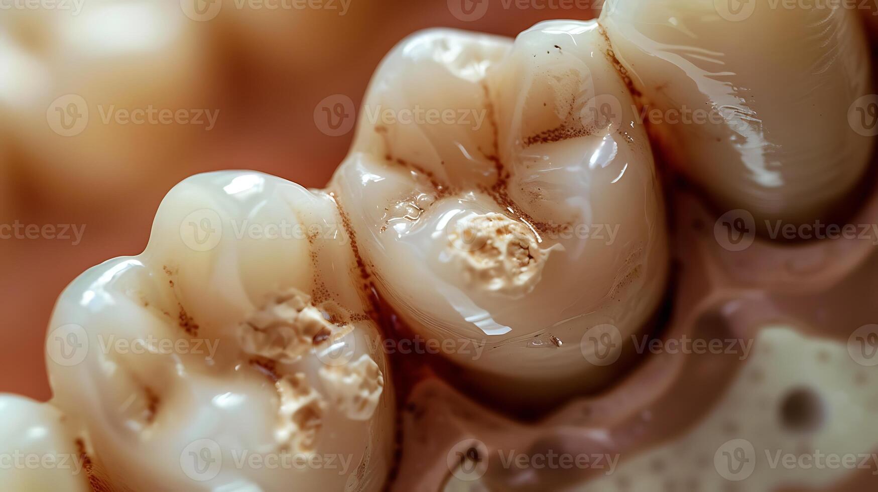 Close-up of teeth with cavities and decay photo
