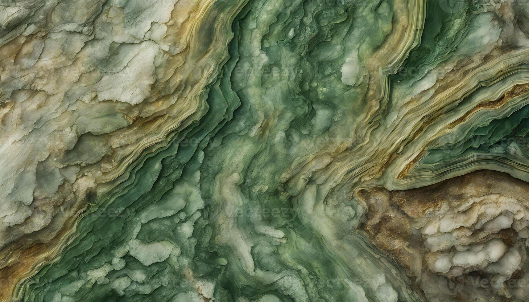 Close-up of a polished green onyx stone with intricate layers and veins photo