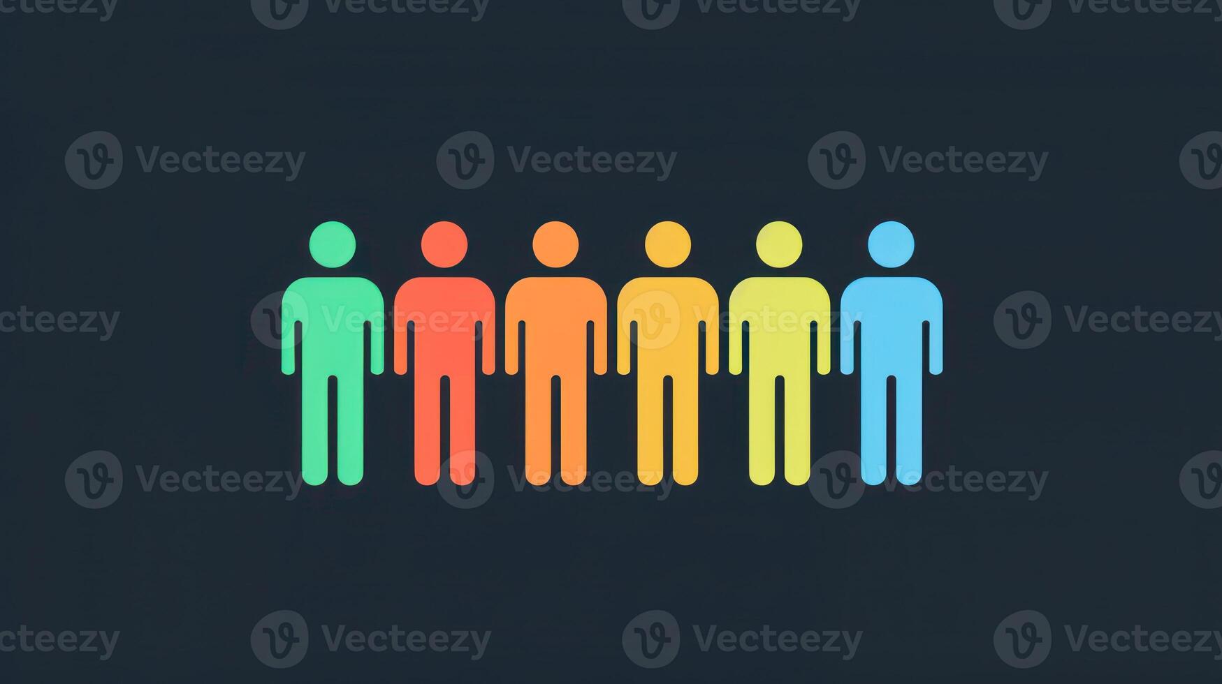Diversity, equity and inclusion concept. DEIB. Colorful People Icons on Dark Background photo