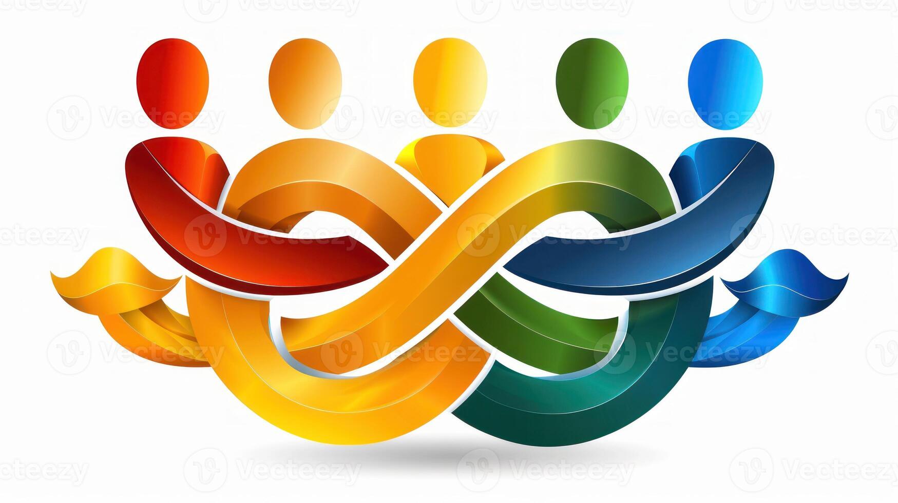 Diversity, equity and inclusion concept. DEIB. Colorful Interlocking People Logo Design photo
