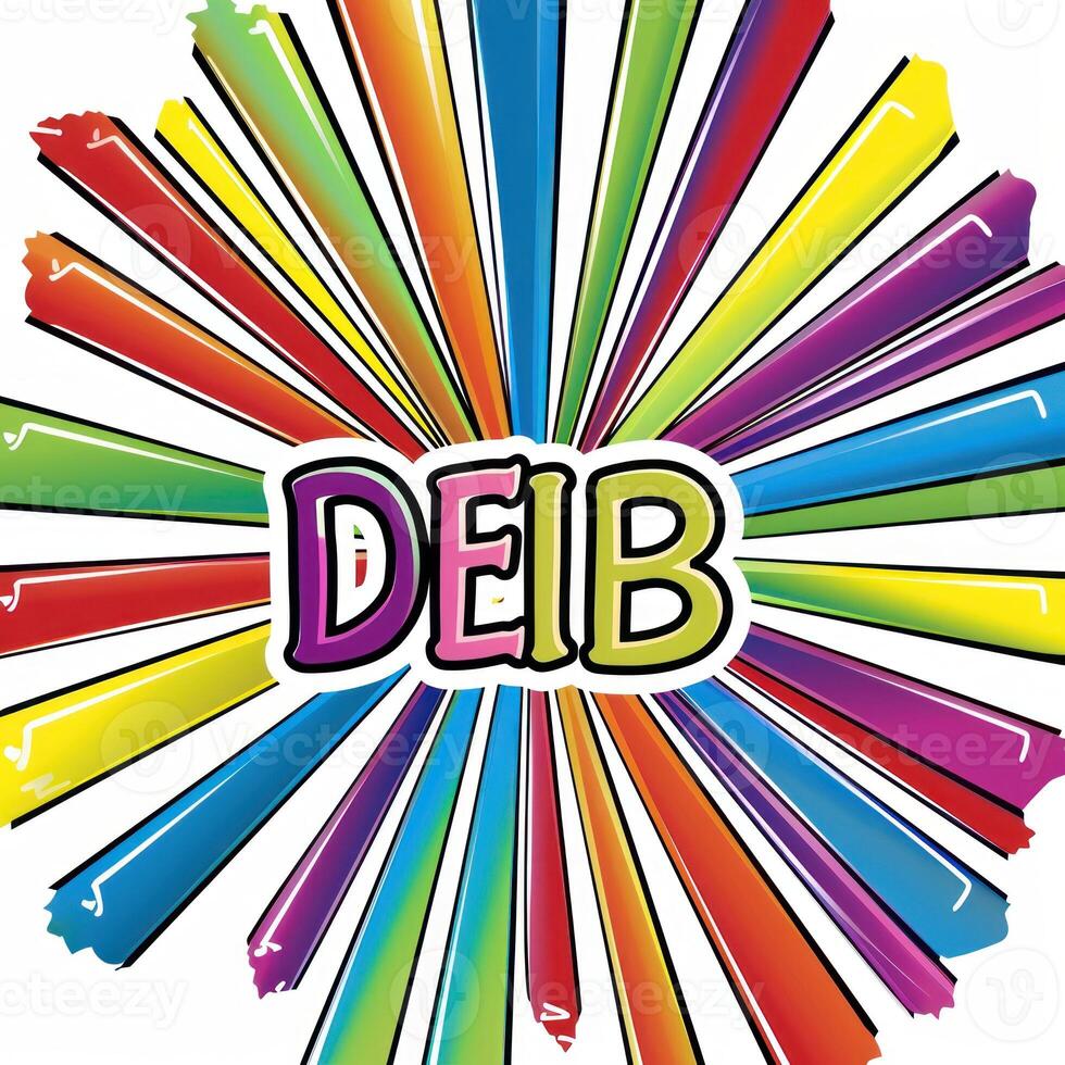 Diversity, equity and inclusion concept. DEIB. Colorful DEIB Logo With Rays photo