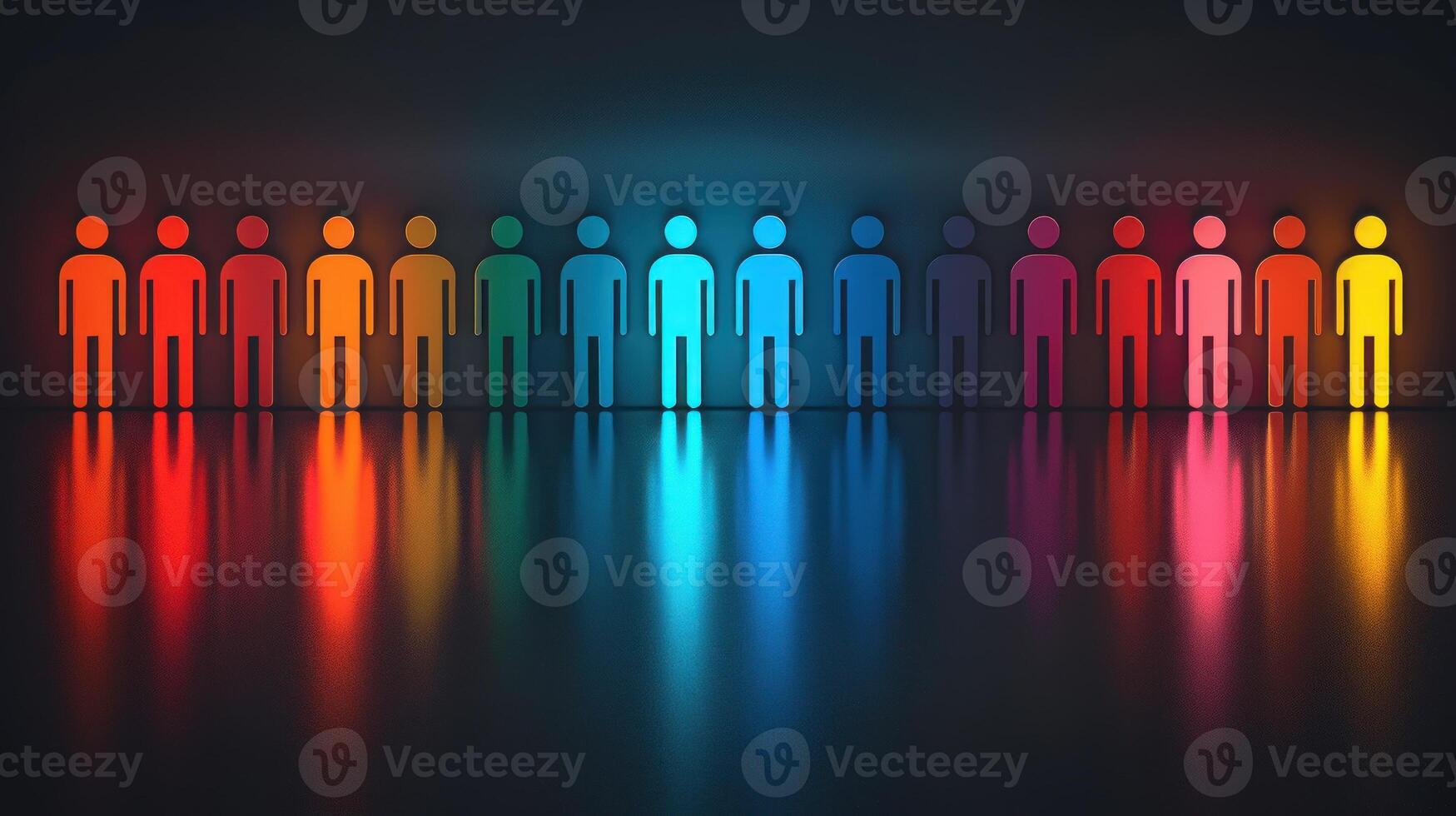 Diversity, equity and inclusion concept. DEIB. Colorful People Standing in a Row photo
