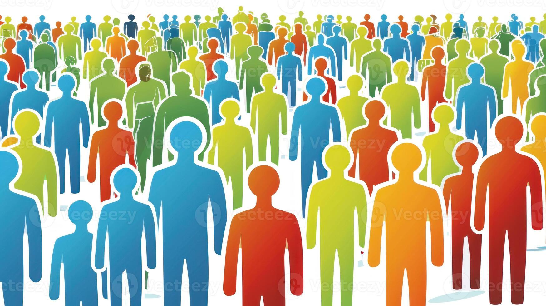 Diversity, equity and inclusion concept. DEIB. Colorful Crowd of People Illustration photo