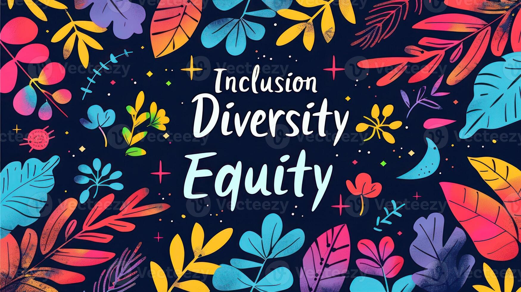Diversity, equity and inclusion concept. DEIB. Colorful Floral Design With Inclusion, Diversity, and Equity photo