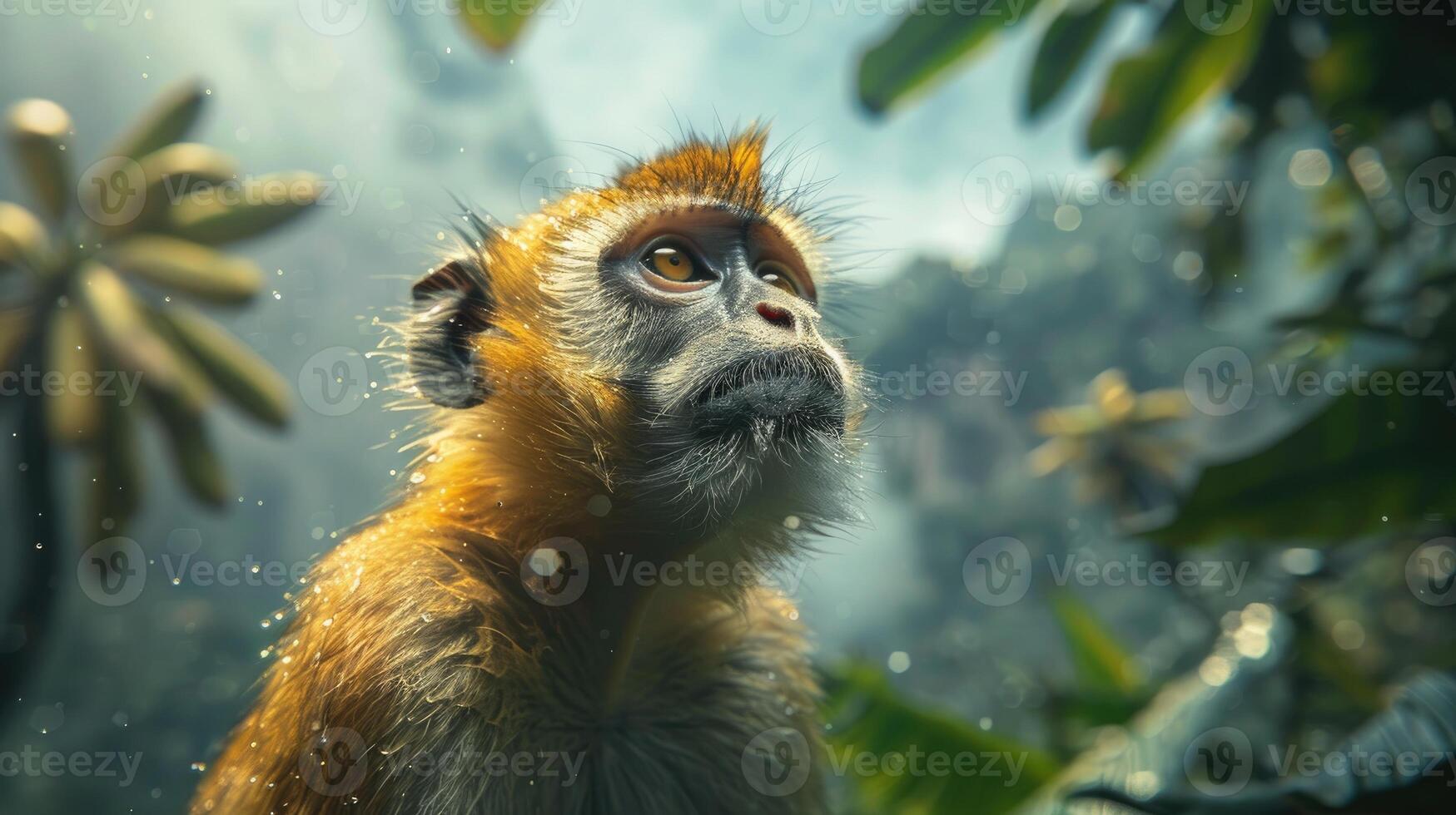 Beautiful monkey spending time in nature. photo