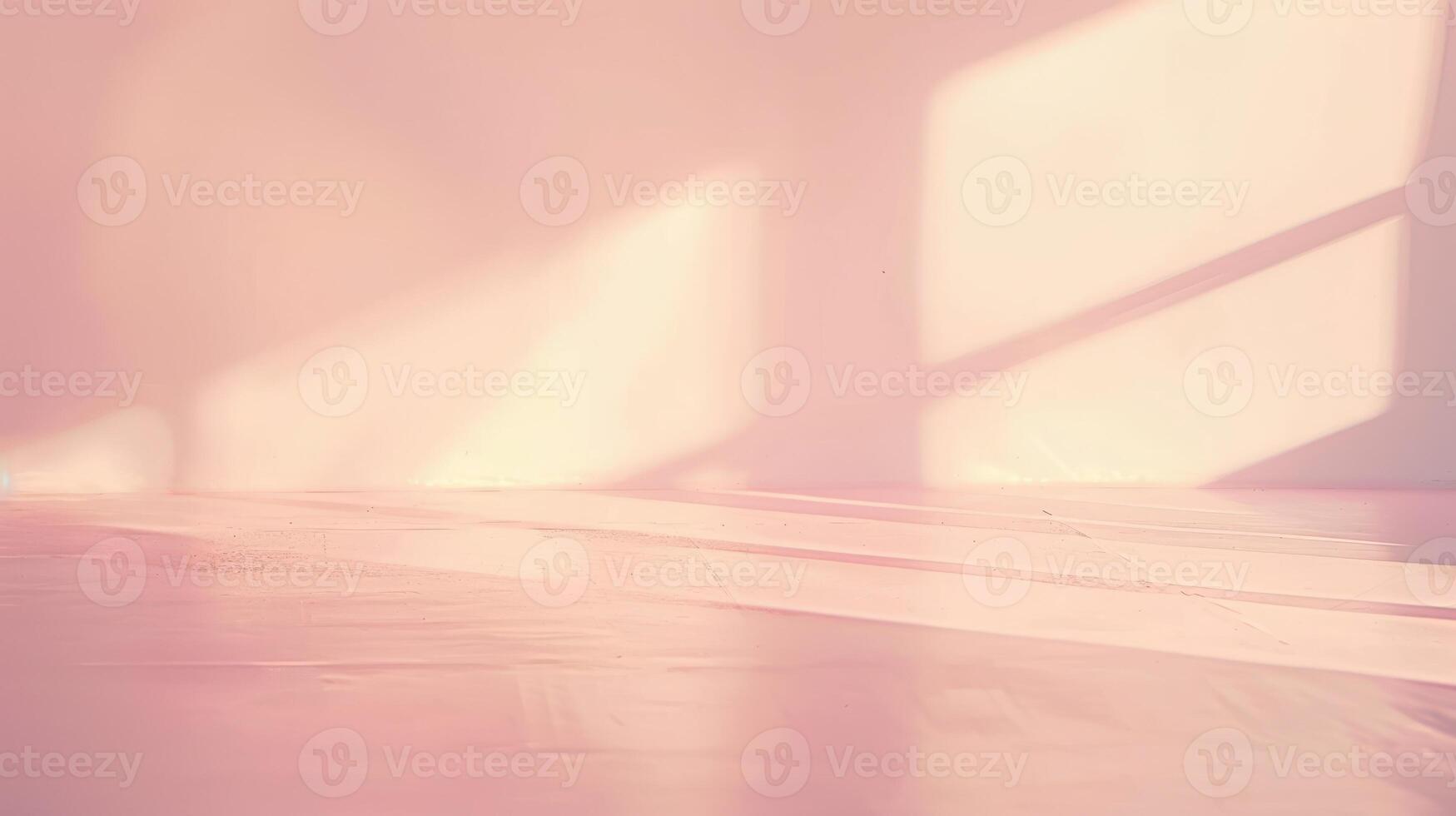 A room bathed in soft, pink light, with sunbeams streaming through the window photo