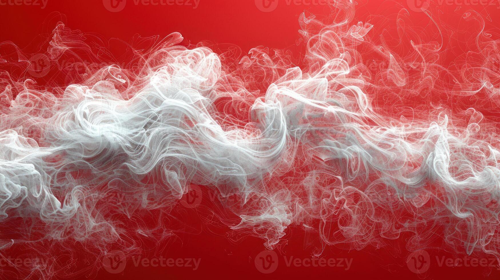 Abstract photo of white smoke swirling across a vibrant red background