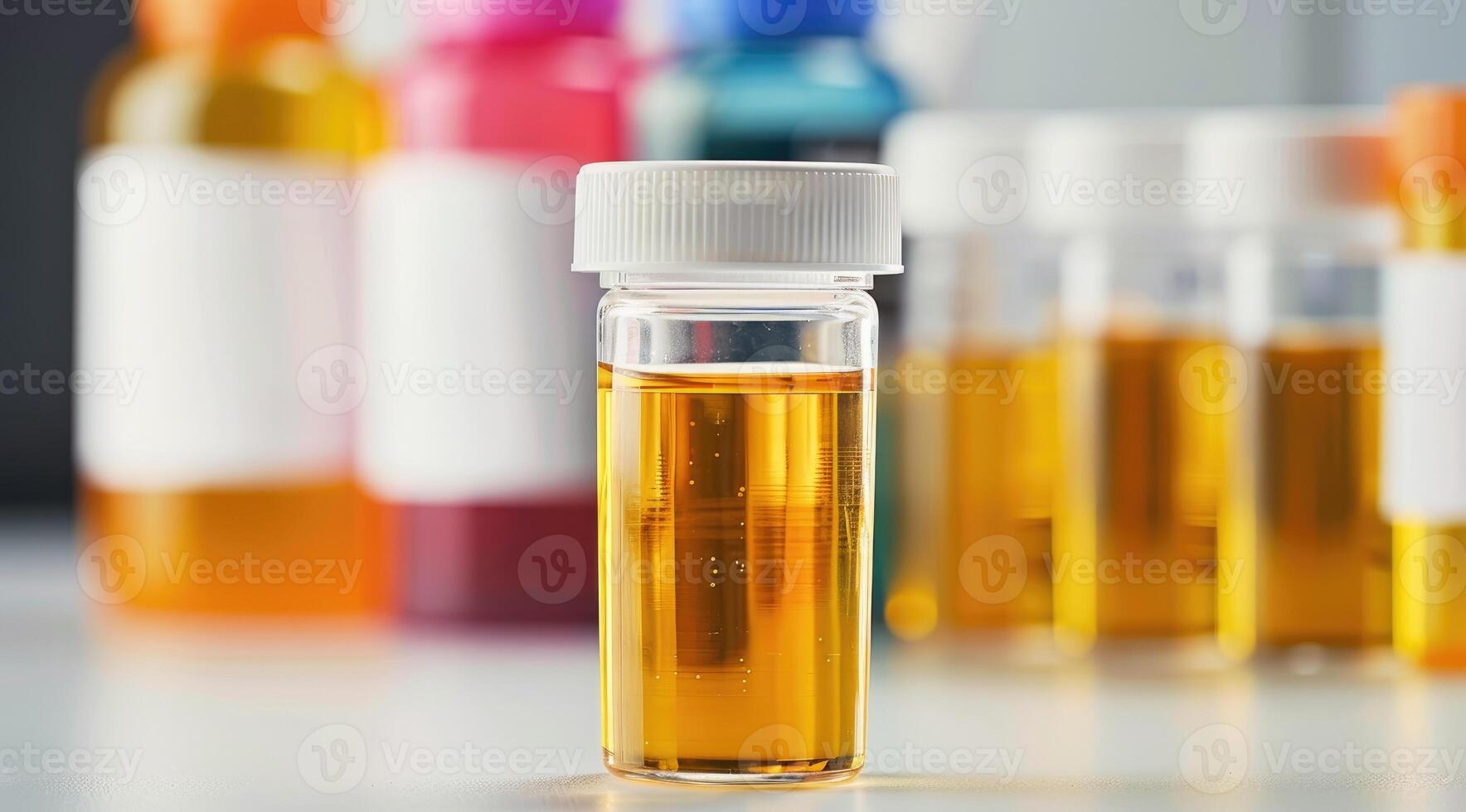 Urine sample container in laboratory. Urine sample for Fentanyl drug test. photo