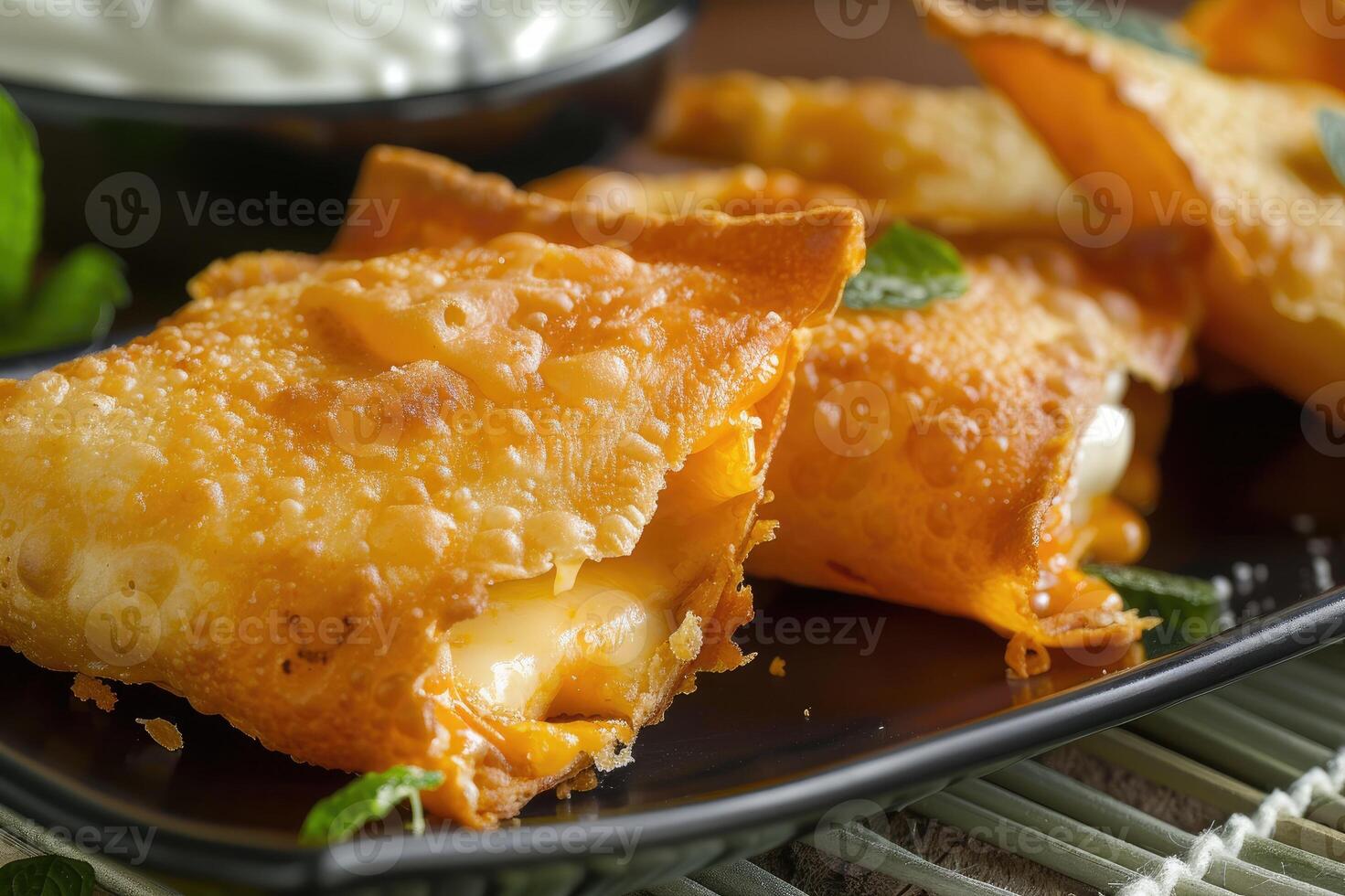 A plate full of delicious crispy samosas, traditional Indian snacks photo