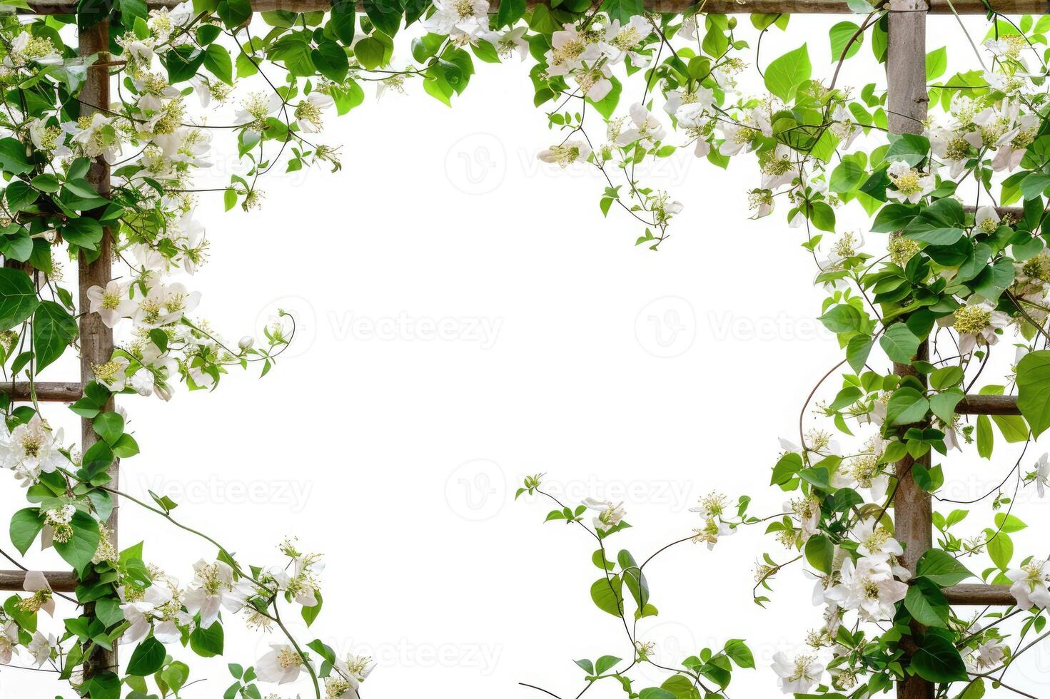 An elegant floral archway with green leaves, perfect for weddings or garden events photo