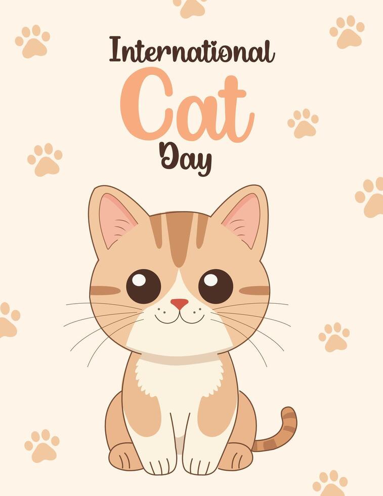 International cat day design template. adorable cat Illustration vector