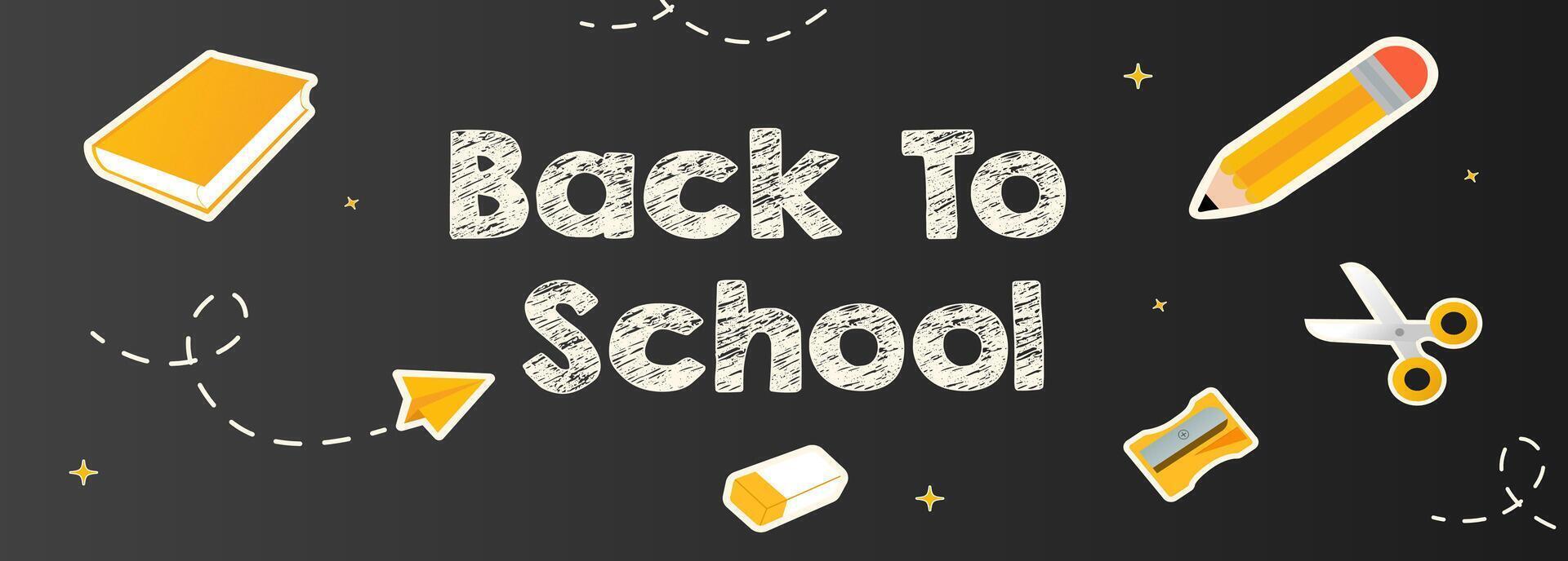 Back to School blackboard chalk editable text effect background vector