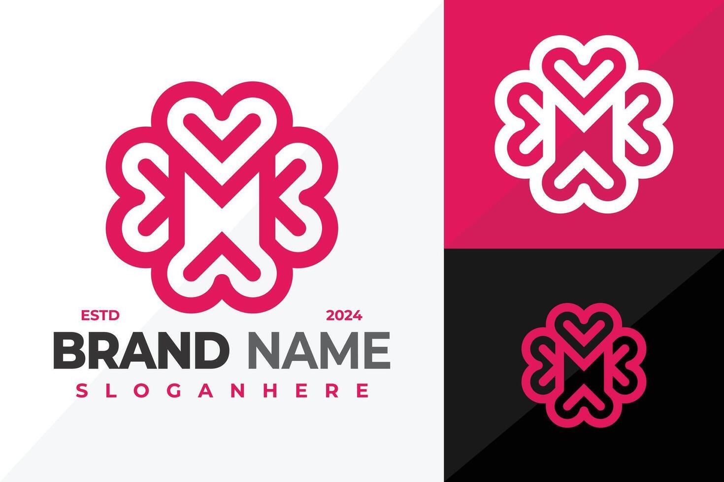 Letter M Beauty Heart Monogram Logo design symbol icon illustration vector