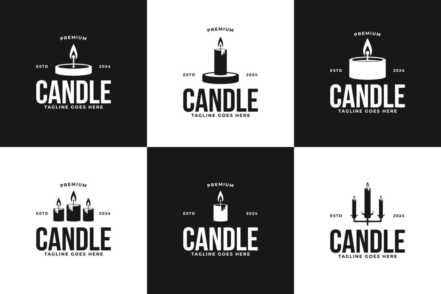 Set of candle flame logo design illustration template idea vector