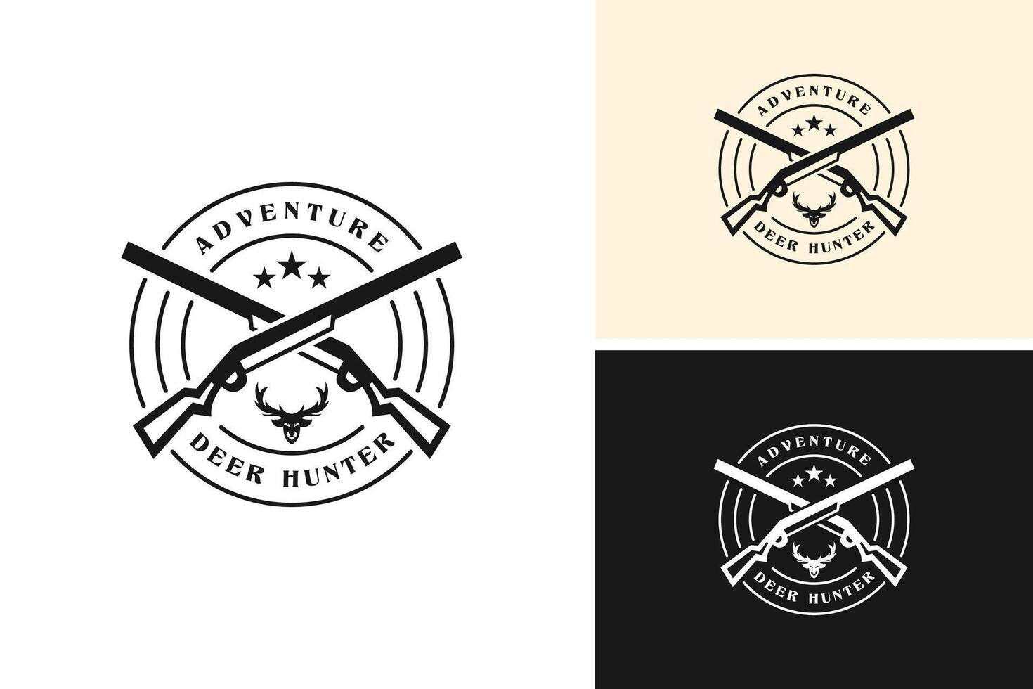 Hunting deer logo design illustration template idea vector