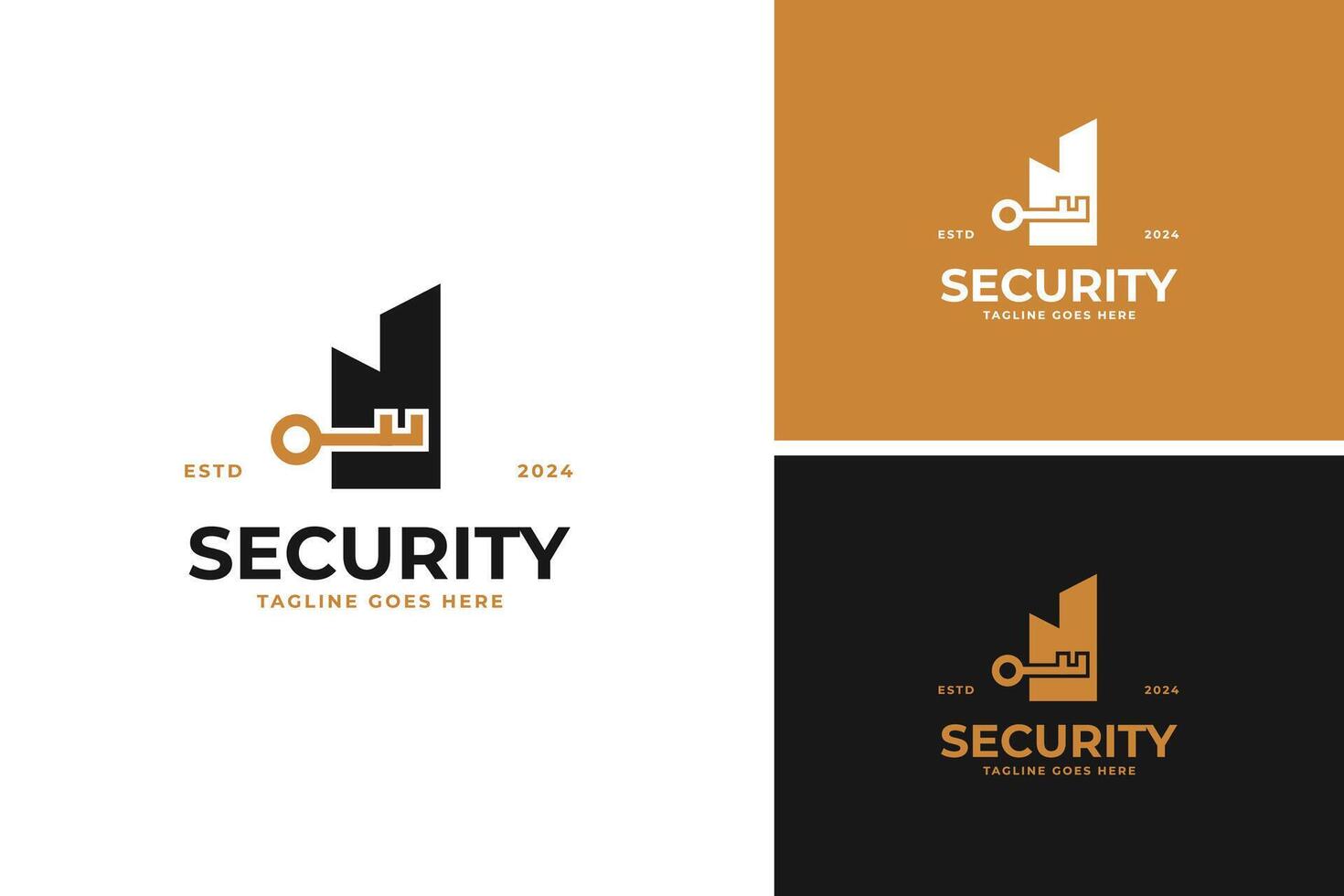 Building shape with lock logo design illustration template idea vector
