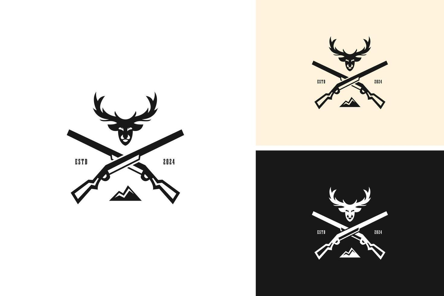 Hunting deer logo design illustration template idea vector