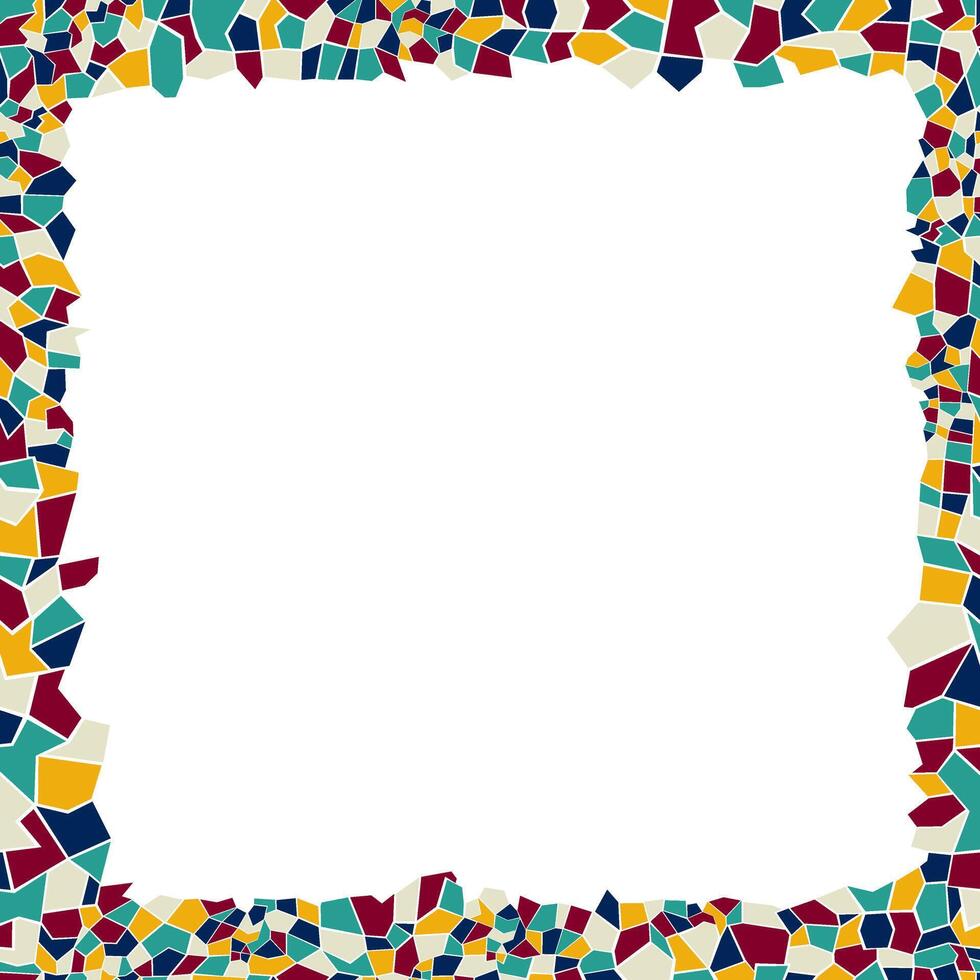 square frame with stones mosaic pattern. decorative border. simple colorful frame. classic ornament. Empty space. vector