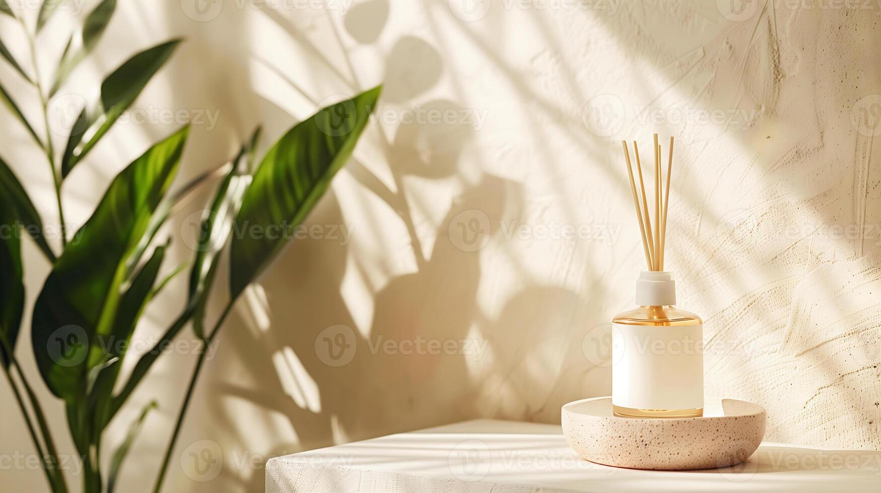 House plant on blank wall background, aesthetic banner with copy space text, wall mock up, template photo