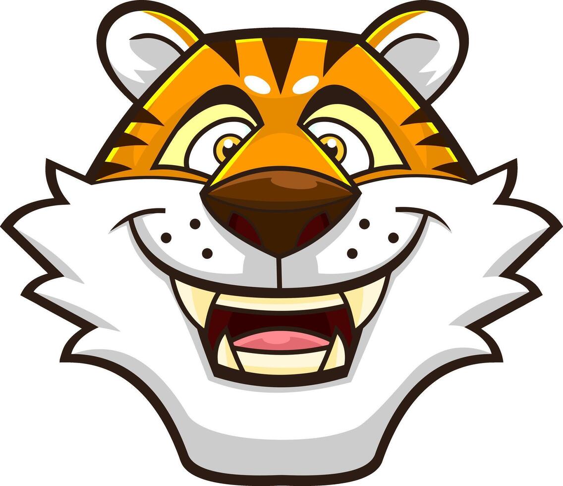Smiling Tiger Face Cartoon Character vector