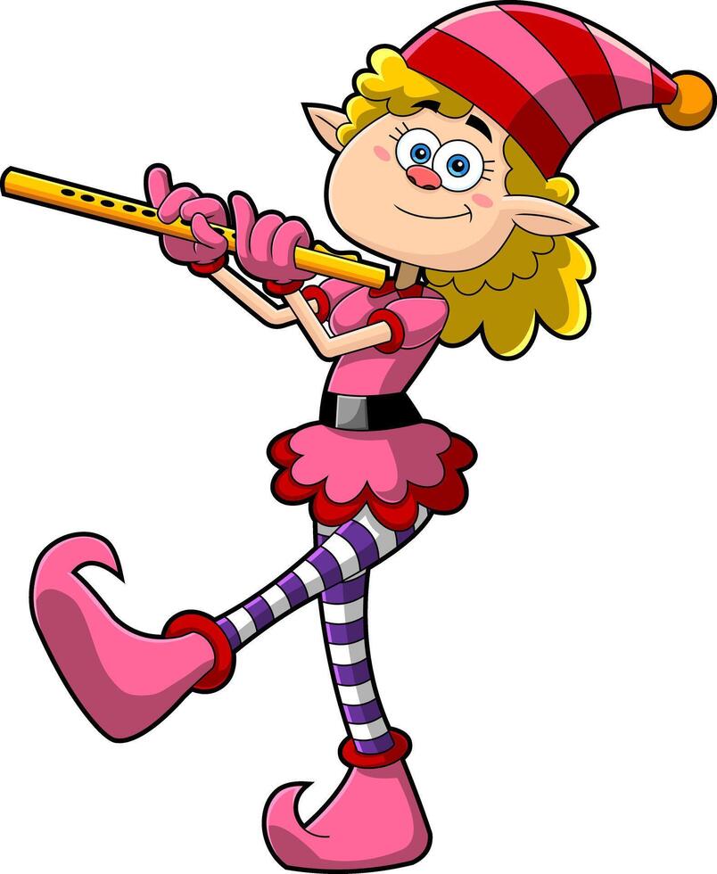 Santa's Little Female Elf Helper Cartoon Character vector