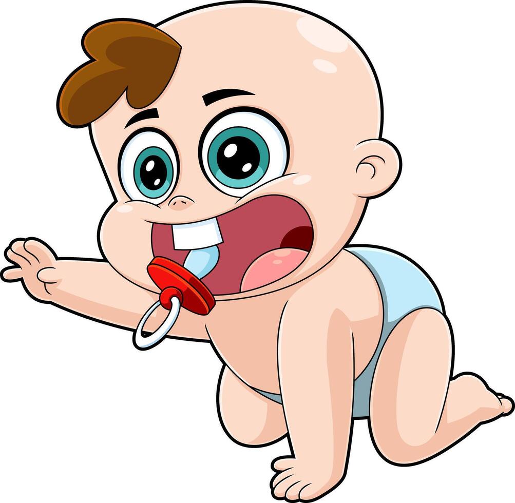 Cute Baby Boy Cartoon Character Crawling vector