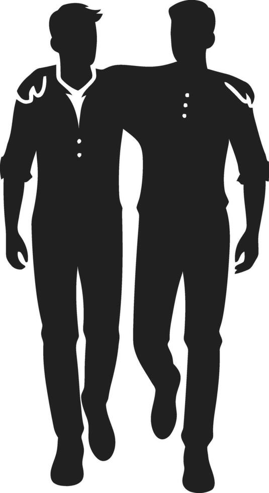 Silhouette illustration of friends walking together with arms around each other for International Friendship Day. vector