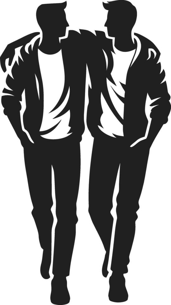 Silhouette illustration of friends walking together with arms around each other for International Friendship Day. vector