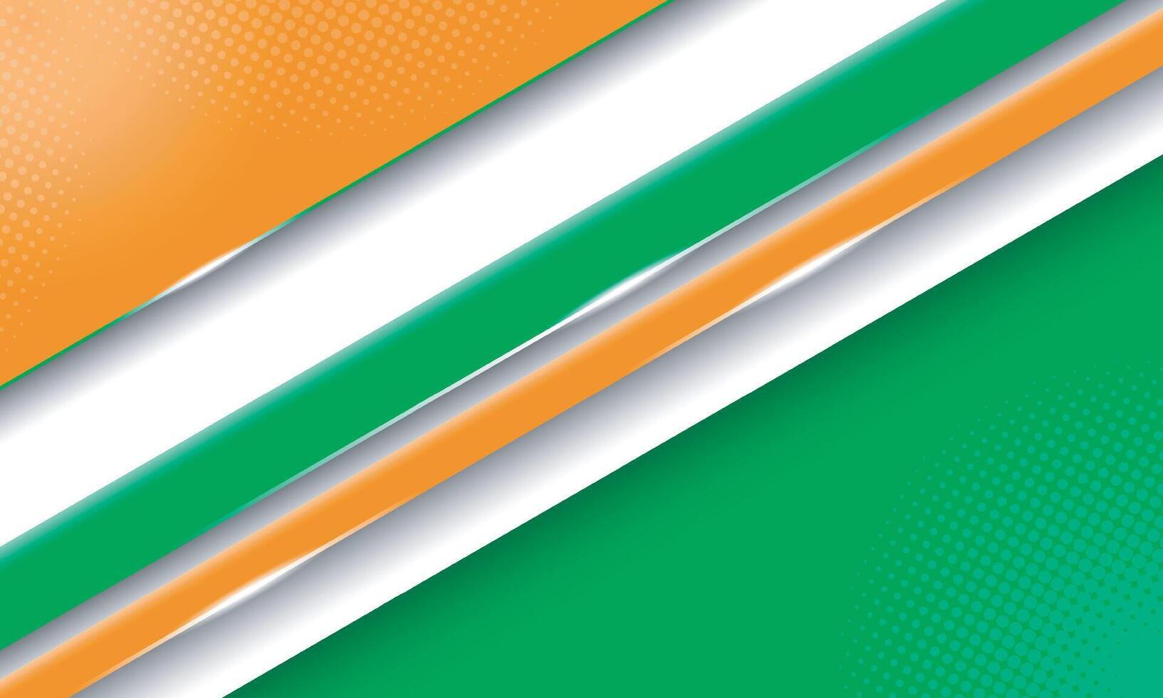 Geometric shape background design with shining line of green and orange shape for ivory coast independence day template design vector