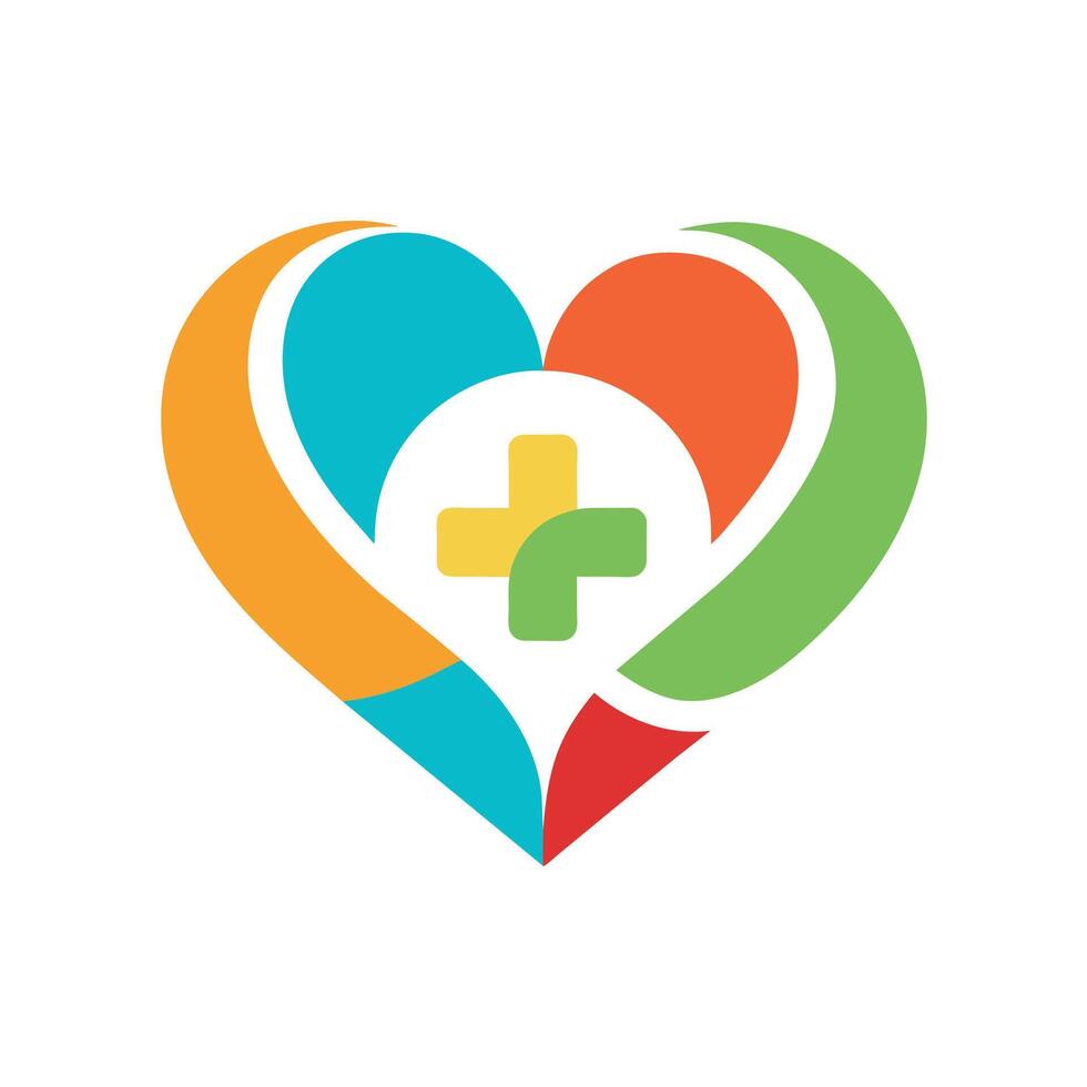 medical heart shape logo art illustration vector