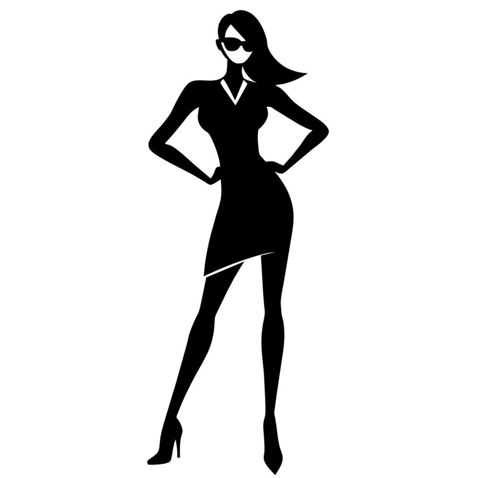 a stylish woman standing pose silhouette isolated white background vector