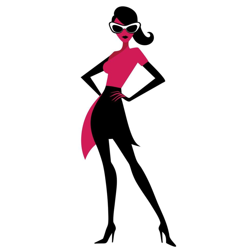 a stylish woman standing pose silhouette isolated white background vector