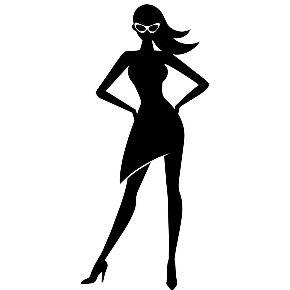 a stylish woman standing pose silhouette isolated white background vector