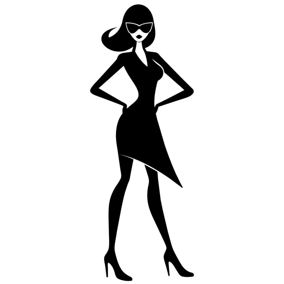 a stylish woman standing pose silhouette isolated white background vector