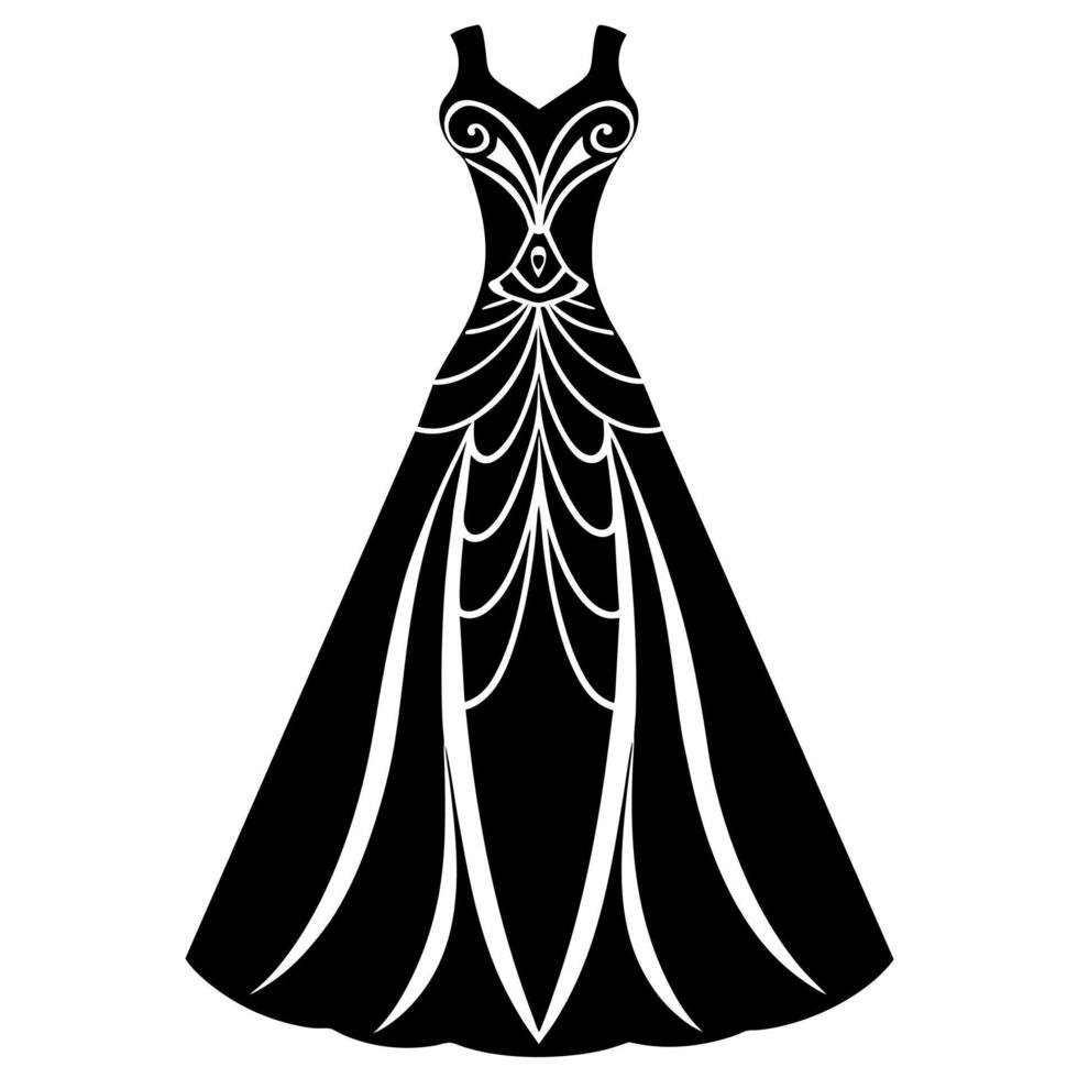 a complete gown dress mockup flat style illustration vector