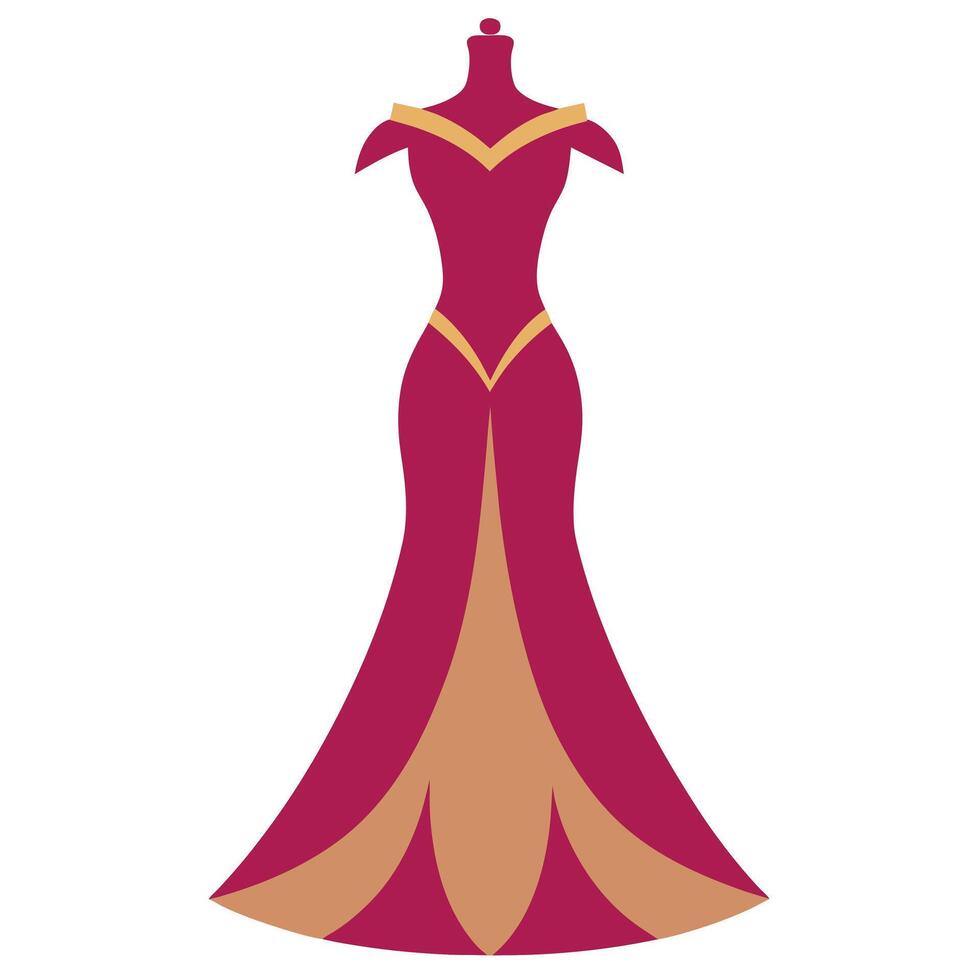 a complete gown dress mockup flat style illustration vector
