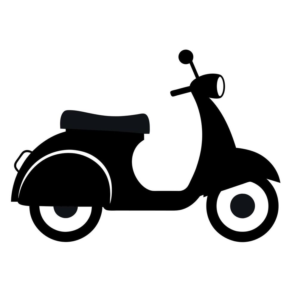 a retro scooter flat style black color silhouette vector