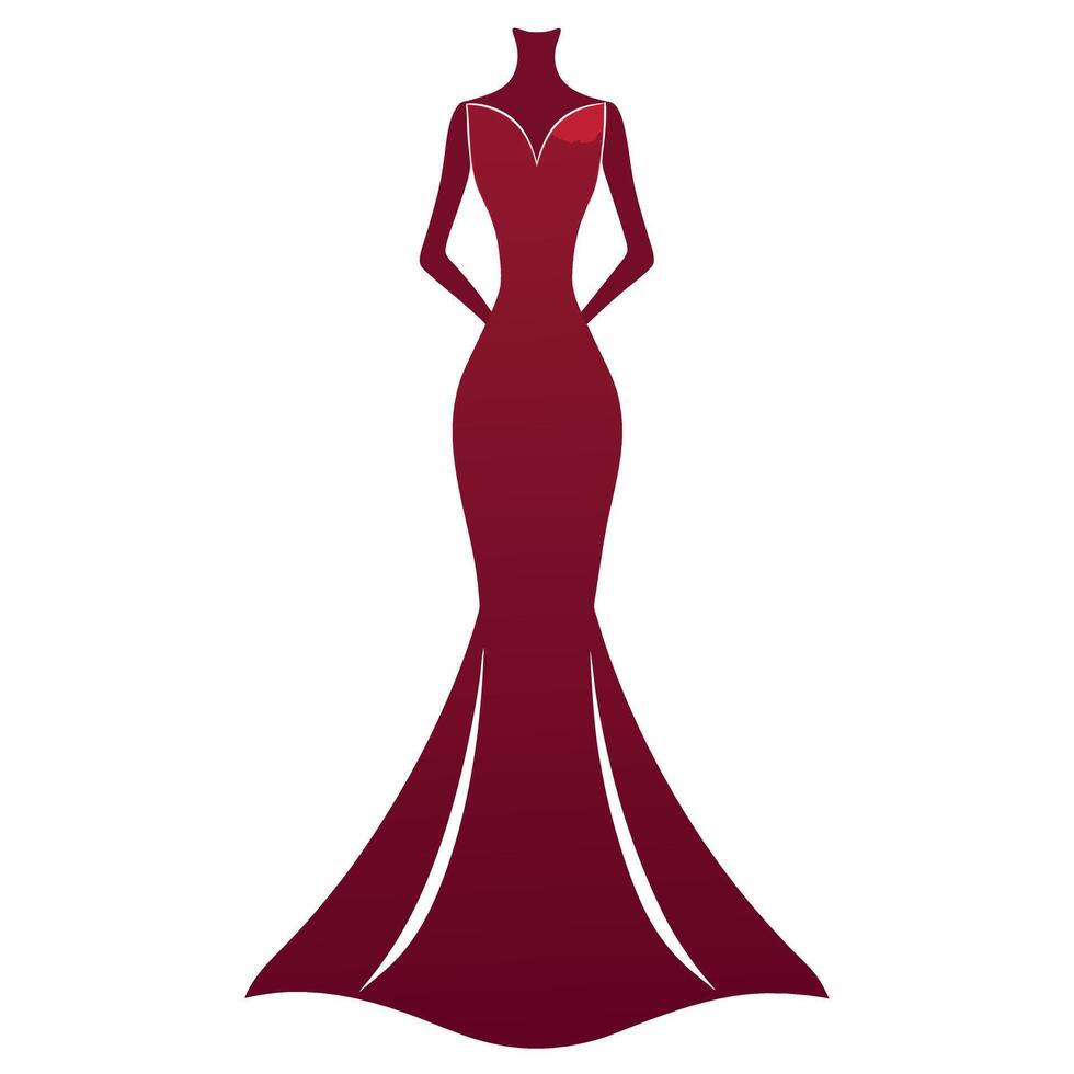 a complete gown dress mockup flat style illustration vector
