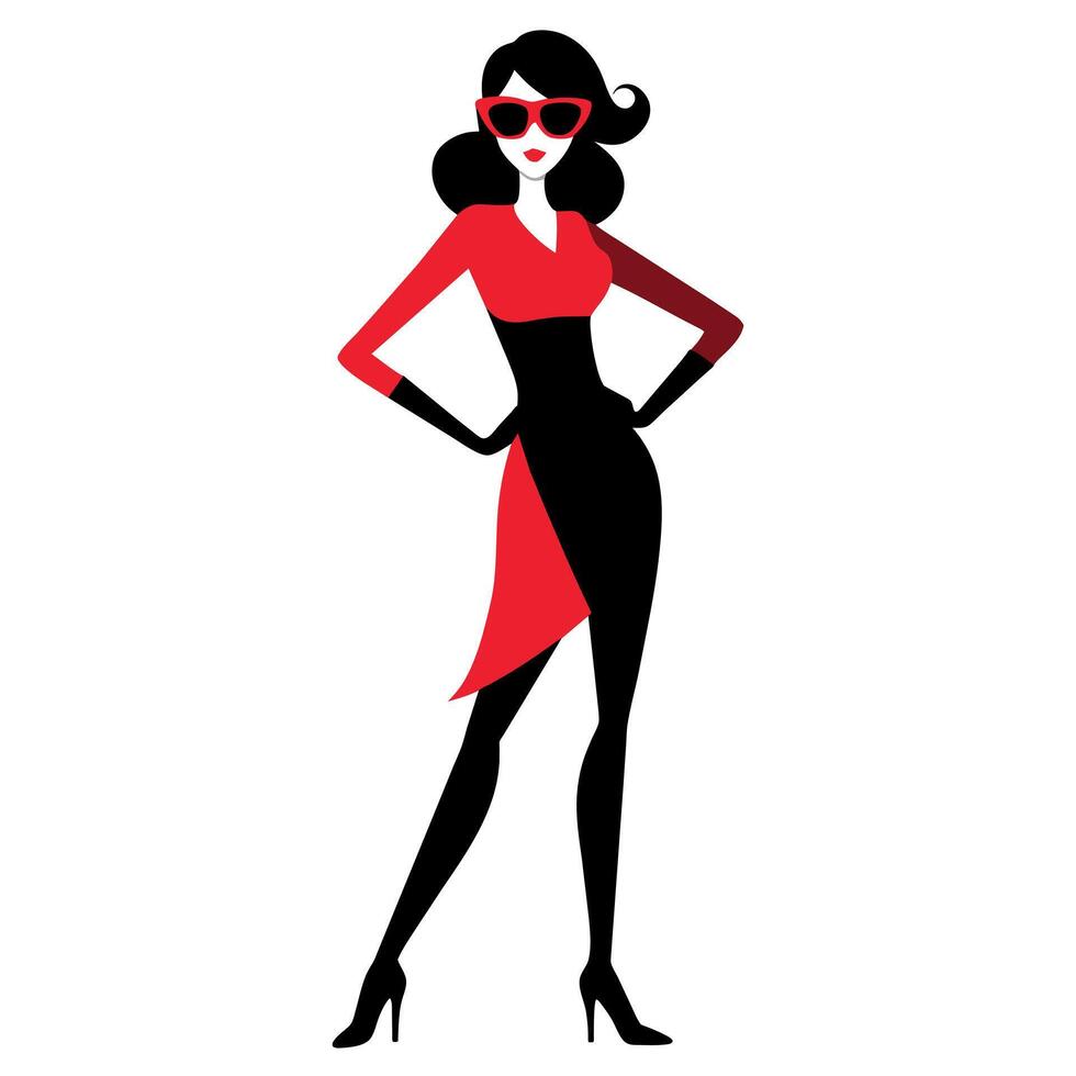a stylish woman standing pose silhouette isolated white background vector